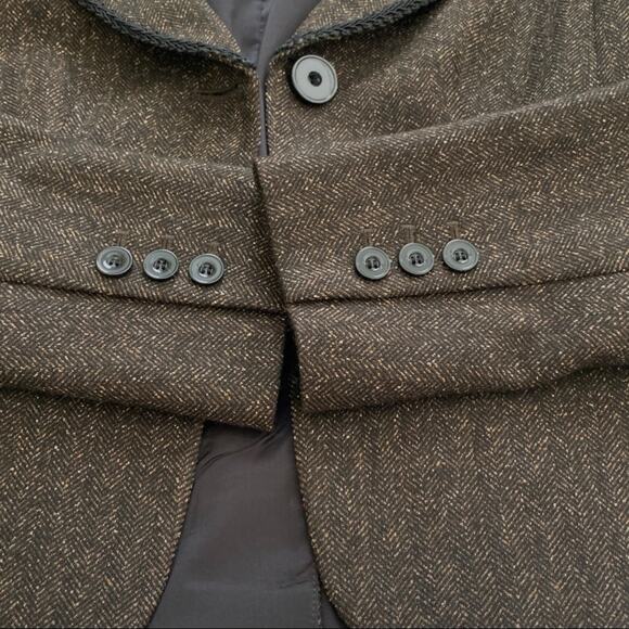 Semantiks Blazer Brown Tan Wool Blend Tweed Button Front Pockets Fitted Size 0 - Picture 8 of 13